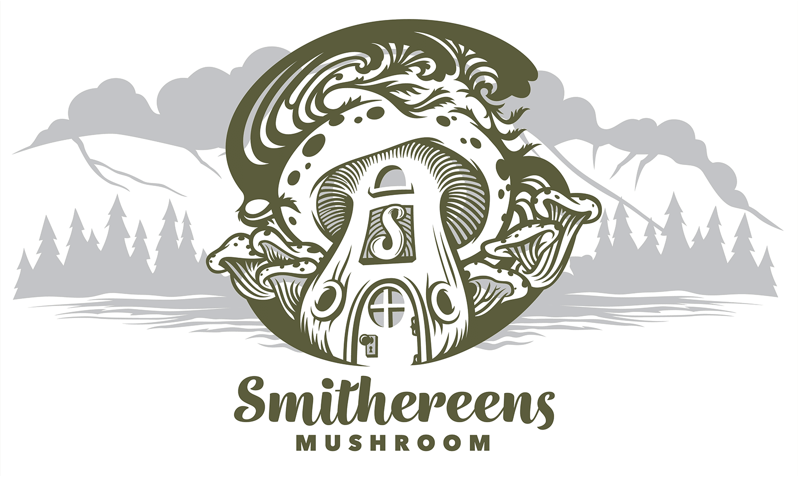 Letter M Mushroom Logo